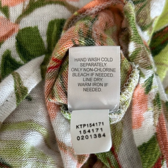 J. Jill Love Linen Tropical Floral Print Tie Front Linen Blouse Top Size L - Picture 8 of 11